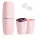 Qinyuan Travel Toothbrush Container Case, Portable Toothbrush Holder, High-Capacity Toothbrush Toothpaste Storage Cup 2PCS Silicone Toothbrush Covers Business Trip, Camping (PINK) (Toothbrush-1)