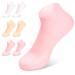 MoyRetty 3 Pairs Silicone Moisturizing Socks Softening Dry Cracked Feet Rough Skins & Anti Slip Aloe Socks for Dry Cracked Feet Women Calluses Spa Gel Socks Foot Care - Pink & White&Brown