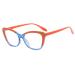 SERONI Tr90 Cat Eye Frame Blue Light Blocking Glasses for Women Men Anti UV Ray Computer Reading Glasses for Women Men Orange-blue 56 Millimeters