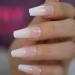 Glossy Ombre Pink Nude White French Ballerina Coffin False Nails - Reusable Gradient Natural Press-On Tips | L5665 - Buy Online on GoSupps.com