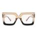 ALWAYSUV Oversized Square Blue Light Glasses for Women Stylish Big Frame Glasses Clear Lens Computer Eyewear Champagne Black