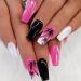 Diduikalor Medium Press On Nails Coffin - Palm Tree Pattern Black Stick On Nails for Women/Girls DIY Manicure Kit - Buy Online on GoSupps.com