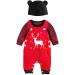 Infant Baby Boys Clothing Sets Newborn Baby Cotton Romper Outfits Suit Toddler Kids Pyjamas 3pcs Long Sleeves T-shirt + Star Pattern Dungarees+ Hat 0-24 Months Red 6-9 Months