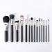 14-Piece Professional Makeup Brush Set - Classic Black Handle & Silver Tube - High Performance - Buy Online on GoSupps.com