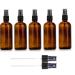 Mofun 5 Pack Amber Glass Spray Bottles 100ML Empty Fine Mist Spray Bottle for Cleaning Perfume Cosmetic Sprays Atomiser Liquid Container Travel Bottle - with Extra 2x Spray Nozzle