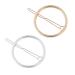 Minkissy 2 pieces of geometric hair clips round alloy ponytail holder head jewelry headgear hair needles for woman lady golden and silver