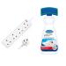 DESIRETECH White Electric Extension Lead 4 Gang 2 Metre | 2m Long Cable | UK Plug 3 Pin Socket Outlet & Dr. Beckmann Carpet Stain Remover | Removes New and Dried-in Stains | Includes Applicator Brush