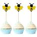 36 Pcs Bee Glitter Cake Decorations Bumble Bee Cupcake Toppers Glitter Cake Decorations Gold Glitter Bee Cupcake Topper for Cupcake Decorations Supplies - Buy Online on GoSupps.com