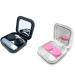 Contact Lens Cases Kits Portable Travel Used Contact Lenses Kit Mirror Tweezers Storage Flask Double Cassette Wear Stick 2 Sets (Black & White)
