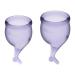 Satisfyer Feel Secure Menstrual Cup - Reusable Period Cup with Removal Stem - Soft Flexible Body-Safe Silicone Easy Insertion & Removal - Includes 2 Cup Sizes for All Flows (Purple) Purple 1 Count (Pack of 1)