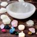 Crystal Selenite Charging Round Shape Handmade Bowl Alter Cleansing Spiritual Energy Healing Plate Charge White Dish Meditation Tumbles Creative Dish Jewelry Storage Decoration or Gift 8 cm
