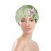 Hummingbird Purple Flowers Shower Cap for Women - Reusable, Waterproof, Double Layers Elastic Hat with Soft Peva Lining - Buy Online on GoSupps.com