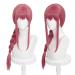Long Pink Red Cosplay Wig Red Braid Wig with Bangs & Wig Cap Anime Red Wig Synthetic Hair for Women Girls Halloween Costume Party Makima