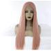 BGHJUE N Pink Long Straight Synthetic Wig with Side Fringe - High Density Glueless 50% Human Hair Wigs for Women - Buy Online on GoSupps.com