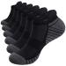 TANSTC Mens Socks, 6 Pairs Anti-Blister Cushioned Breathable Running Cotton Socks, Athletic Ankle Sports Socks Black&grey 9-12