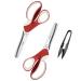 Pinking Shears Set (Pack of 2 PCS Serrated & Scalloped edges) By Kalatic - Zig-zag Scissor for Fabric Leather & PPDer - Pinking Dressmaking Sewing Scissors KT-002-D Red