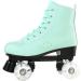 Cozy Green PU Leather High-top Roller Skates for Women | Beginner Indoor Outdoor Double-Row Skates with Flash Wheels - Size 37 - Buy Online on GoSupps.com