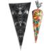 VDL Pack of 25 Halloween Sweet Cones 17x33cm Spiderweb Themed Clear Treat Bags with Twist Ties - Buy Online on GoSupps.com