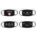 Mis.Moon 4 Pack Mouth Mask Black Masks with Cartoon Patterns Face Mask Dustproof Fashion With Cute Pattern Cotton Mask