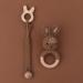 TIAN-K 3pcs Baby Shower Gift Set | Pacifier Chain Wooden Teether & Animal Rattle for Newborns - Buy Online on GoSupps.com