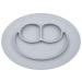 ezpz Mini Mat (Pewter) - 100% Silicone Suction Plate with Built-in Placemat for Infants + Toddlers - First Foods + Self-Feeding - Comes with a Reusable Travel Bag Light Grey