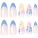 JUSTOTRY 24 Pcs Almond Fake Nails Short: Light Blue & Flower Design French False Nails for Women - Buy Online on GoSupps.com