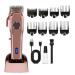 Hair Cutting Tool All-Metal Professional Head Electric Clippers Men's Beard Hairstyle Battery Level Display Trimmer Charger with Base (Color : Copper)