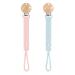 Silicone Pacifier Clip Pacifier Clips for Boys Girl Baby Pacifier Holder Paci Clip Pacifier Straps with Wooden Clip for Teether Pacifiers Toy Neutral Pacifier Clips 2 Pack(Pink Mint)