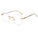 LJCZKA Blue Light Blocking Glasses Women Men Square Rimless Eyeglasses Anti Eye satrain Computer Glasses Metal Frame Silver