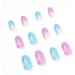 Justotry 24 Pcs Double Color Almond Short French Press on Nails - Blue & Purple | Trendy Fake Nails with Nail Glue for Women - Buy Online on GoSupps.com