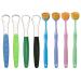 SHUAXI(4+4pack) Tongue Brush Tongue Scraper Cleaner for Adults and Kids Stainless Steel Tongue Scraper Brush Metal and plastic Tongue Scraper Helps Fight Bad Breath