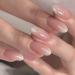 Mouyouglow press on nails short round pink nude pink fake nails full cover artificial nails with nail glue baby boomer gold glitter acrylic artificial fingernails for women & girls press i018