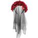 Day of The Dead Floral Crown Headband Halloween Gothic Flower Garland with Black Veil Hairband Cosplay Wedding Costume Rose Flower Headpiece for Women - Buy Online on GoSupps.com