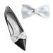 2 pieces of paint leather-loop shoe clips removable women's shoe buckle fashionable shoe decoration for high heels accessories white/opulent garden
