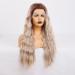 Buy Green Mir Long Corrugated Ash Blonde Pointed Front Wig - 24in 13x3 Lace Dark Root Heat-Resistant Synthetic Fiber for Women | Ombre Lace Front Replacement Wig - Buy Online on GoSupps.com