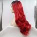 SHIYID Red Wavy Lace Front Wig with Dark Roots - Heat Resistant Synthetic Hair for Women | International Shipping Available - Buy Online on GoSupps.com