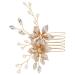 Beavorty flower hair comb bride hair comb clip wedding guest gold headband shiny metal headband bridal headdress sparking hair hoops crystal wedding headdress decorate Miss manual
