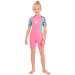 Wetsuit Kids Shorty Neoprene Thermal Diving Swimsuit 2.5MM for Girls Boys Youth Teen Toddler Child, One Piece Children Rash Guard Swimming Suit UV Protection Sunsuit for Surfing Girl Pink Large