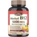 Elixeed Vitamin B12 5000mcg Methylcobalamin Most Bioactive Form 90 Fast Dissolve Tablets Blood Function | Energy Production | Nerve System Natural Peach Flavor Vegan Non-GMO