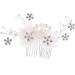 JUSTUSNX Silver Bride Wedding Headpiece Pearl Flower Hair Comb Accessories Crystal Hair Pieces Headband for Women and Girls - Buy Online on GoSupps.com