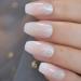 CoolNail Holo Glitter Pink Nude French Ballerina Coffin False Nails Gradient Natural Press on Fake Nails Tips Daily Office Finger Wear L5176
