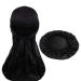 Durags and Bonnets 2pcs Set Suitable Men and Women Long Tail Silky Doo rag and Turban Sleep Cap Black