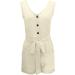 Elegant Women's Summer Jumpsuit Romper - Floral Pattern V-Neck Loose Casual Short Pants Suit with Zipper - Beige M - Buy Online on GoSupps.com