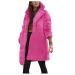 Hanxiulin fleece jacket plush jacket cuddly jacket ladies hoodie hooded sweater long warm oversized bladder fleece jacket coat outerwear winter warm trench coat 3xl pink