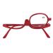 Make-up reading glasses fashionable rotatable individual lace glasses enlargement make-up glasses eyes make-up glasses flip down lens cosmetic reader for women red (+2.50)