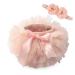 PythJooh Newborn Baby Girl Tutu Bloomers Skirt Headband Set Toddler Ruffle Pettiskirt with Nappy Cover Photo Props Set for 0-2Years 0-6 Months Petal Peach