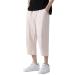 CEWIFO pants Jogging simple monochrome cotton and linen lumbar frenum trousers calf pants bike rain rain pants men long linen pants for men's cyclists without upholstery cotton A3-khaki XL