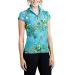 Kastel Denmark Women's Lightweight Cap Sleeve Sun Shirt | Quarter Zip Athletic Tops | UPF 30+ Protection Turquoise and Floral XX-Large