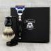 3 Pc Mens Shaving Kit 5 Edge Safety Razor With Silver Tip Badger Hair Shaving Brush and Stand Set For Men