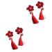 Beaupretty Kids Pairs Vintage Tassel Edge Clip kids tiara Chinese Tassel Clip wedding headpiece for bride Long Tassel Barrette barrettes for girls crystal headpiece girl child hair Wedding